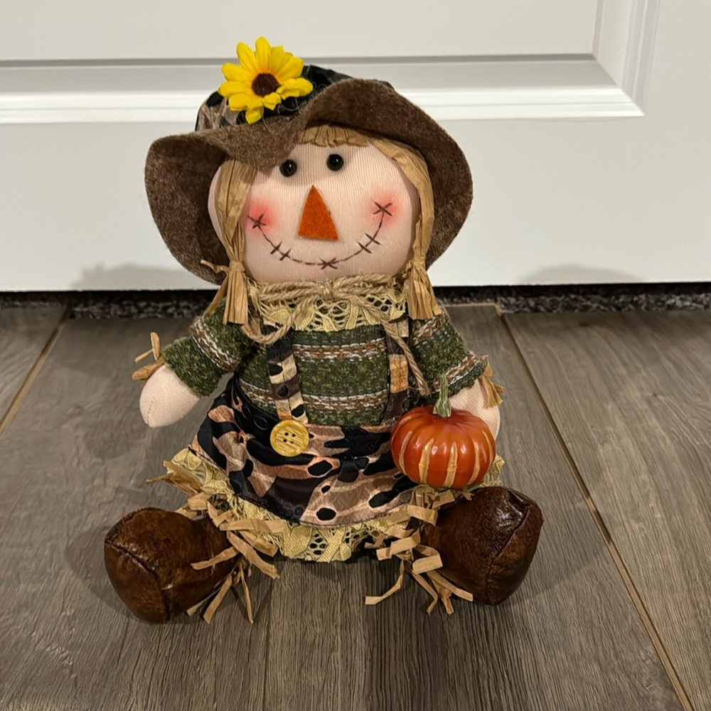 NEW Fall Scarecrow Decor Fall Decorations Stuffed Scarecrow Camo Print 11in